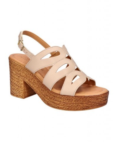 Women's Pri-Italy Platform Sandals Nude Leather $47.50 Shoes