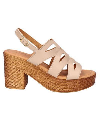 Women's Pri-Italy Platform Sandals Nude Leather $47.50 Shoes