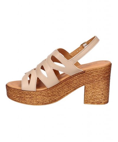 Women's Pri-Italy Platform Sandals Nude Leather $47.50 Shoes