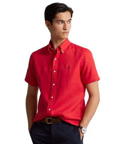 Men's Classic-Fit Linen Shirt Red $63.45 Shirts