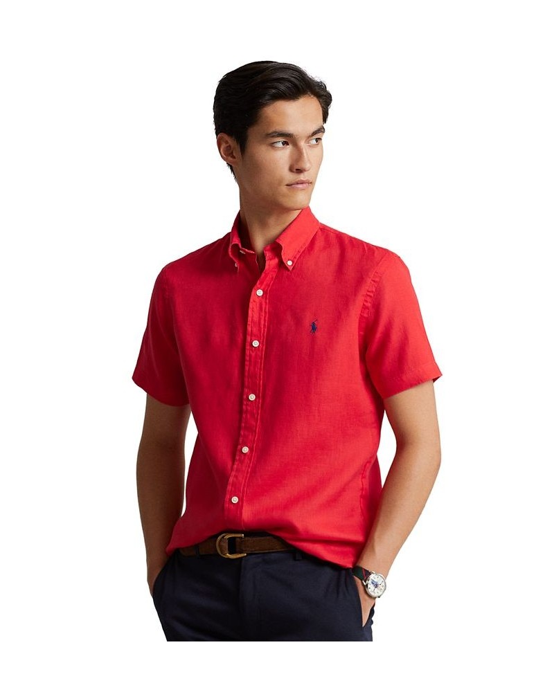 Men's Classic-Fit Linen Shirt Red $63.45 Shirts