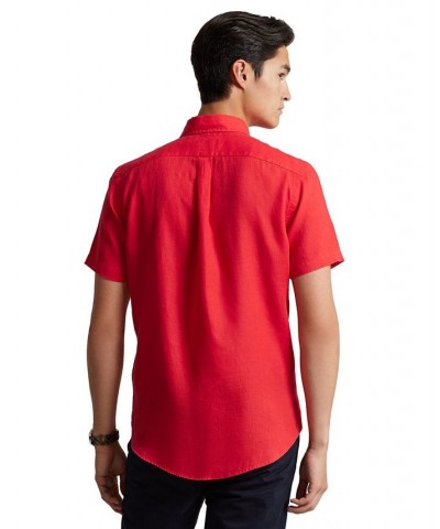 Men's Classic-Fit Linen Shirt Red $63.45 Shirts