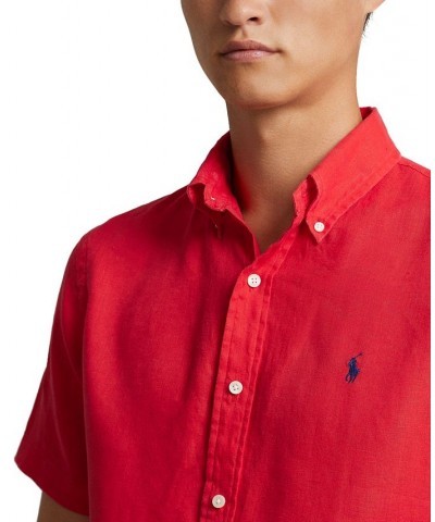 Men's Classic-Fit Linen Shirt Red $63.45 Shirts