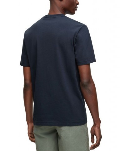 BOSS Men's Cotton-Jersey Logo Applique Regular-Fit T-shirt Blue $46.64 T-Shirts