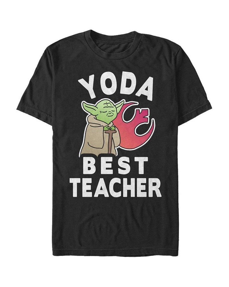 Men's Yoda Techer Short Sleeve Crew T-shirt Black $20.64 T-Shirts