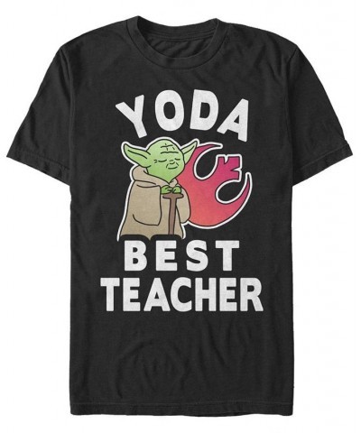 Men's Yoda Techer Short Sleeve Crew T-shirt Black $20.64 T-Shirts