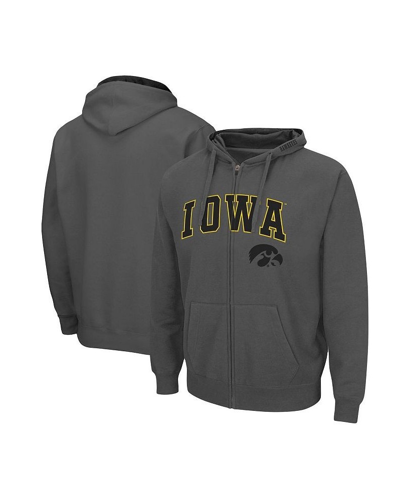 Men's Charcoal Iowa Hawkeyes Arch & Logo 3.0 Full-Zip Hoodie $28.20 Sweatshirt