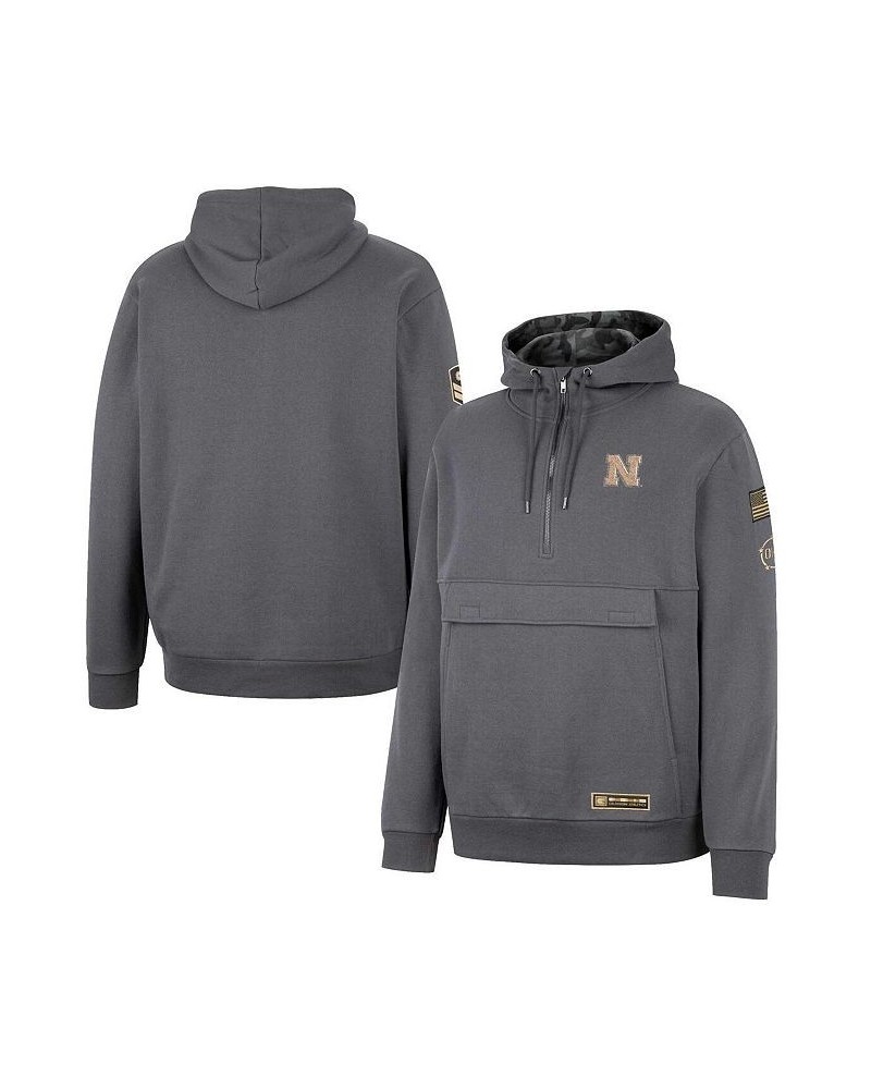 Men's Charcoal Nebraska Huskers OHT Military-Inspired Appreciation Quarter-Zip Hoodie $32.20 Sweatshirt