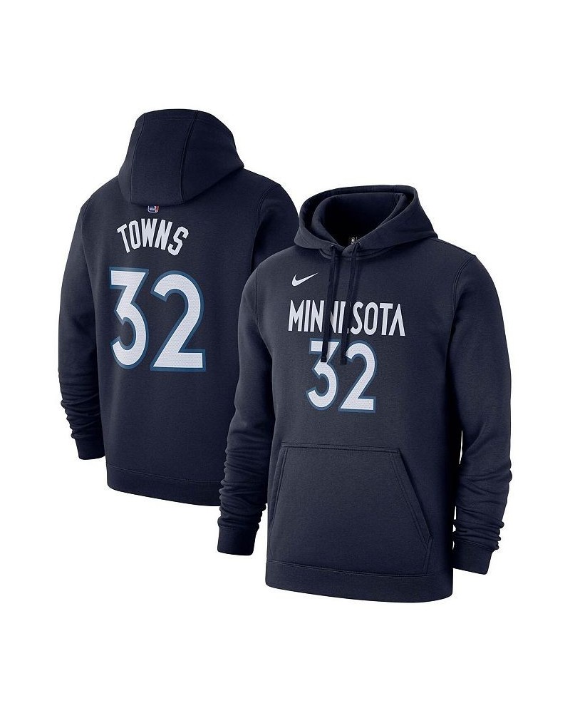 Men's Karl-Anthony Towns Navy Minnesota Timberwolves 2019/20 Name and Number Pullover Hoodie $36.55 Sweatshirt