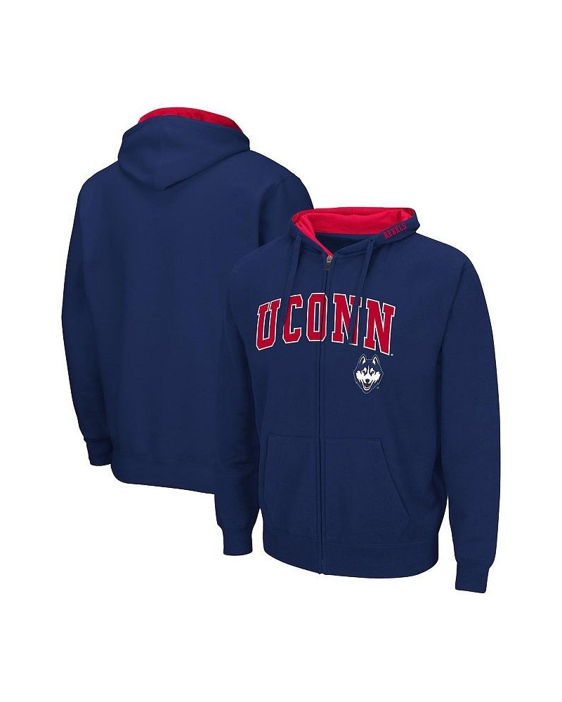 Men's Navy UConn Huskies Arch and Logo 3.0 Full-Zip Hoodie $27.60 Sweatshirt