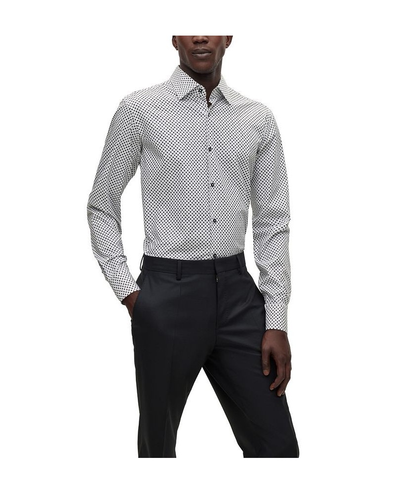 BOSS Men's Printed Stretch-Cotton Poplin Regular-Fit Shirt Blue $59.34 Shirts