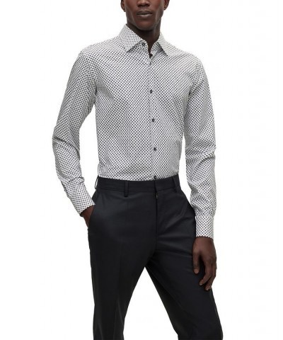 BOSS Men's Printed Stretch-Cotton Poplin Regular-Fit Shirt Blue $59.34 Shirts