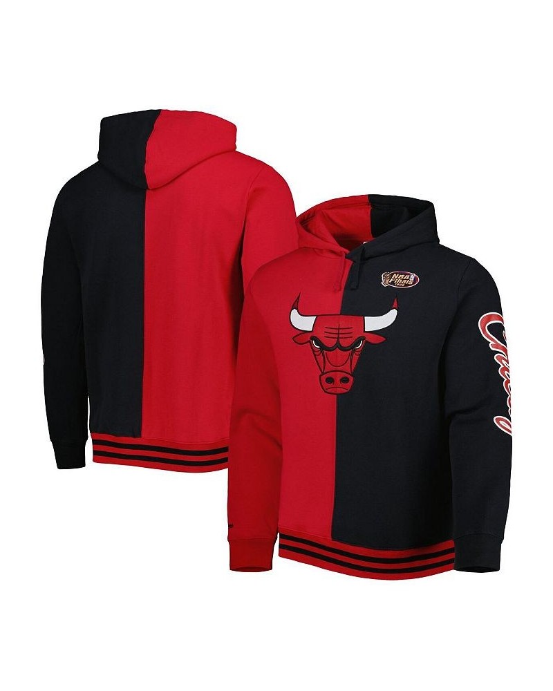 Men's Red, Black Chicago Bulls Hardwood Classics Split Pullover Hoodie $57.60 Sweatshirt