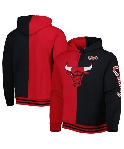 Men's Red, Black Chicago Bulls Hardwood Classics Split Pullover Hoodie $57.60 Sweatshirt