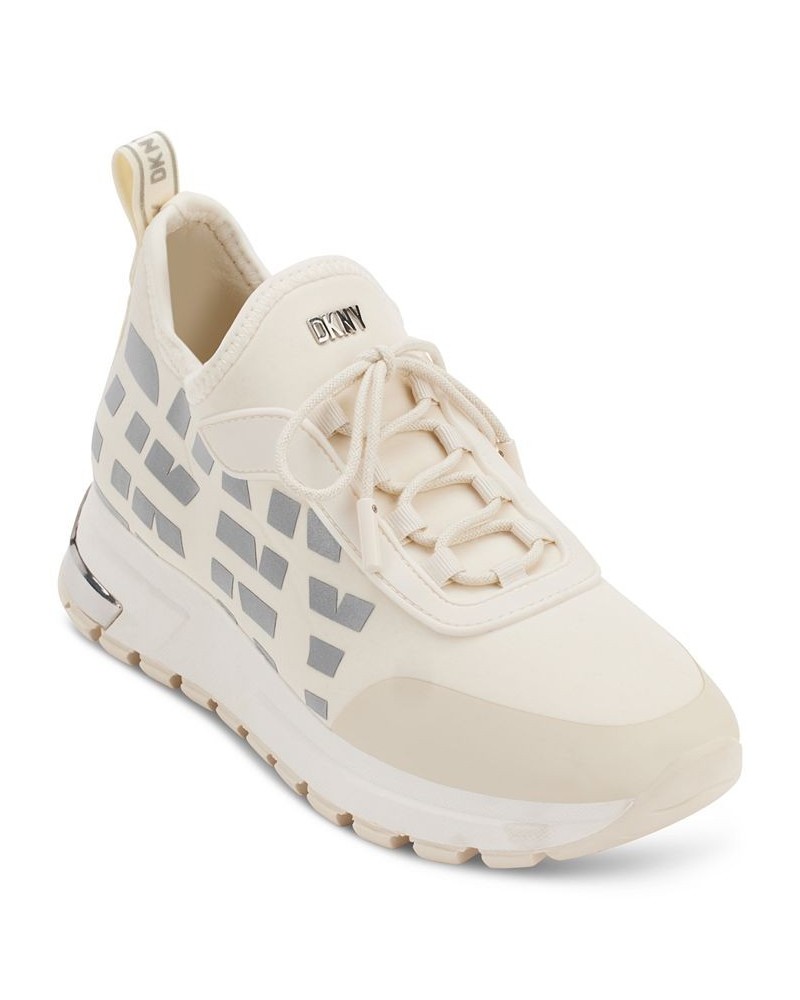 Women's Meanna Lace-Up Logo Running Sneakers Tan/Beige $66.72 Shoes