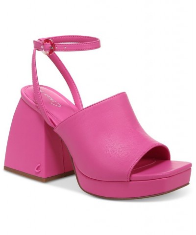 Miranda Two-Piece Platform Sandals Pink $42.57 Shoes