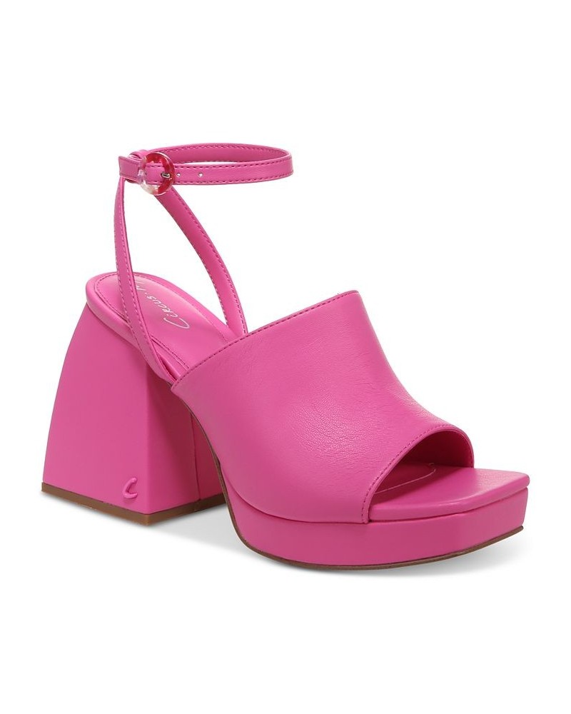 Miranda Two-Piece Platform Sandals Pink $42.57 Shoes