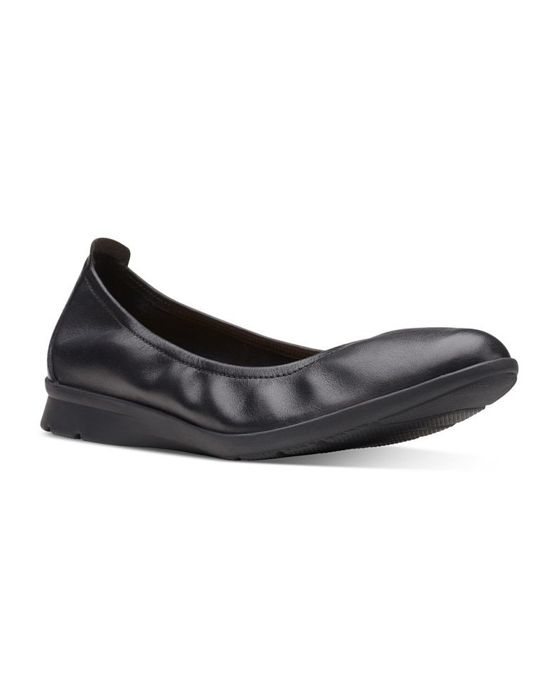 Women's Jenette Ease Slip-On Flats Black Leather $44.00 Shoes