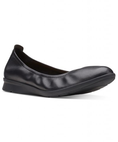 Women's Jenette Ease Slip-On Flats Black Leather $44.00 Shoes