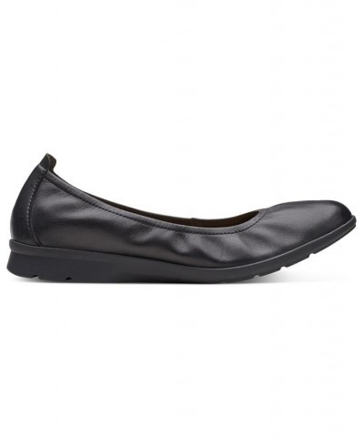 Women's Jenette Ease Slip-On Flats Black Leather $44.00 Shoes