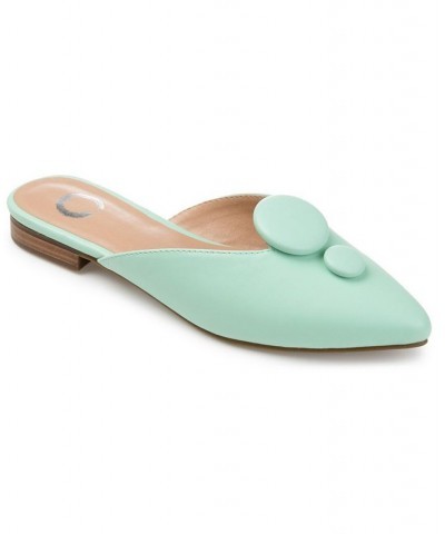 Women's Mallorie Button Mules Green $36.00 Shoes