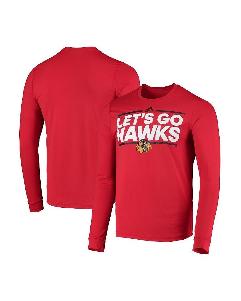 Men's Red Chicago Blackhawks Dassler AEROREADY Creator Long Sleeve T-shirt $22.50 T-Shirts