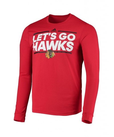 Men's Red Chicago Blackhawks Dassler AEROREADY Creator Long Sleeve T-shirt $22.50 T-Shirts