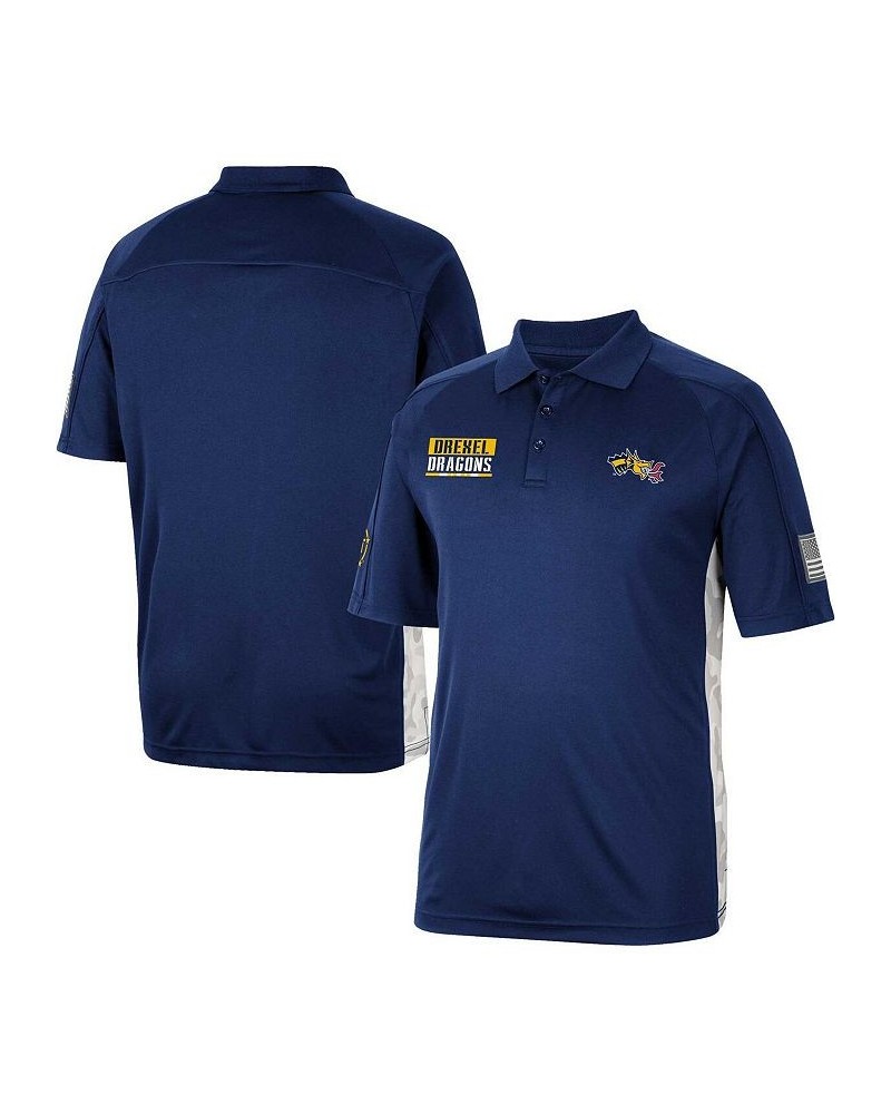 Men's Navy Drexel Dragons OHT Military-Inspired Appreciation Snow Camo Polo Shirt $35.39 Polo Shirts