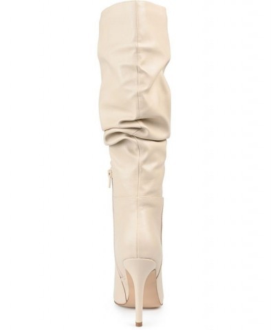 Women's Sarie Wide Calf Ruched Stiletto Boots Sand $38.40 Shoes