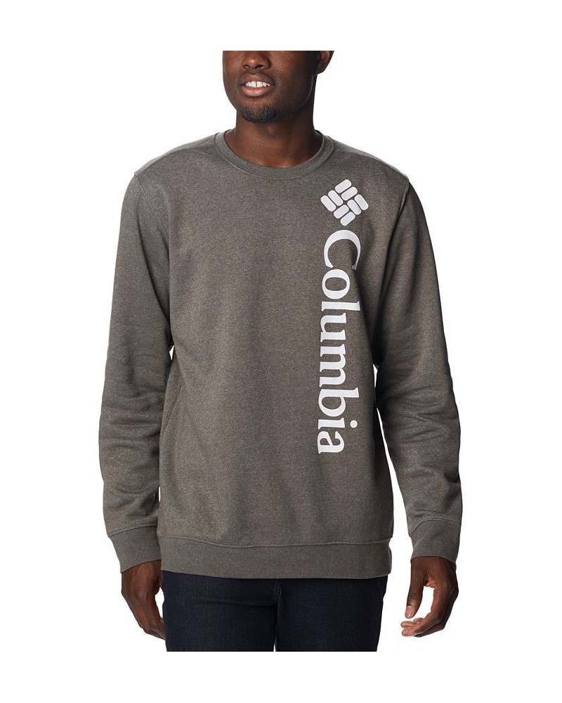 Men's Vertical Logo Trek Crew Sweatshirt Gray $26.09 Sweatshirt