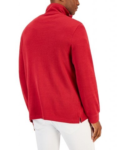 Men's Solid Classic-Fit French Rib Quarter-Zip Sweater Red $13.92 Sweaters