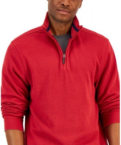 Men's Solid Classic-Fit French Rib Quarter-Zip Sweater Red $13.92 Sweaters