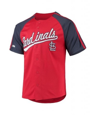 Men's Red St. Louis Cardinals Button-Down Raglan Replica Jersey $34.44 Jersey