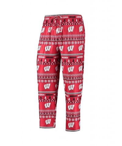 Men's Red Wisconsin Badgers Ugly Sweater Long Sleeve T-shirt and Pants Sleep Set $38.24 Pajama