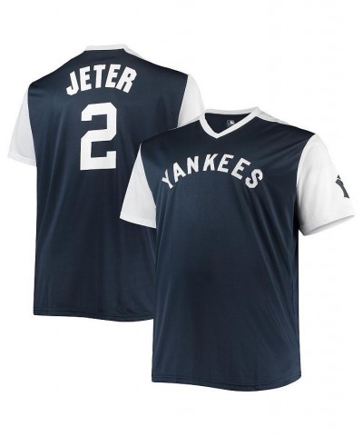 Men's Derek Jeter Navy, White New York Yankees Cooperstown Collection Big and Tall Player Replica Jersey $36.08 Jersey