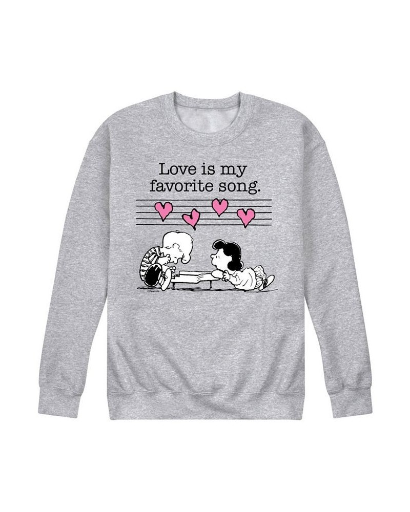 Men's Peanuts Love is Favorite Song Fleece Sweatshirt Gray $29.69 Sweatshirt