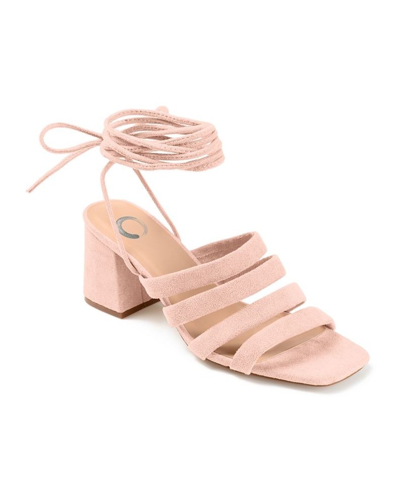 Women's Sevyn Tie-Up Sandals Pink $42.75 Shoes