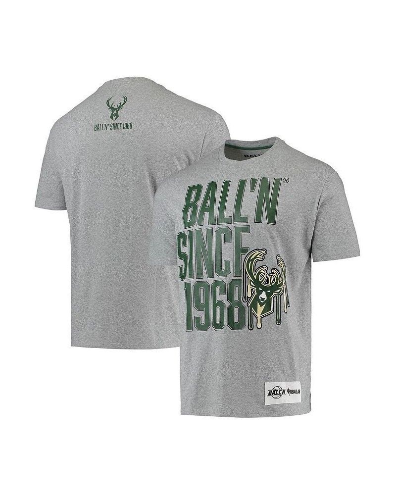 Men's Heather Gray Milwaukee Bucks Since 1968 T-shirt $18.92 T-Shirts