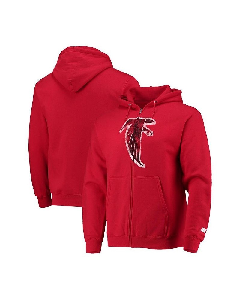 Men's Red Atlanta Falcons Throwback Logo Full-Zip Hoodie $35.20 Sweatshirt