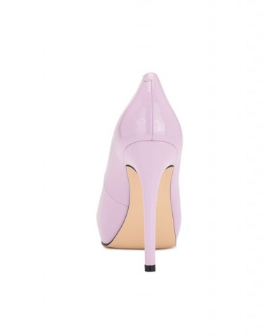 Women's Hethr Platform Heel Peep Toe Pumps Purple $42.84 Shoes