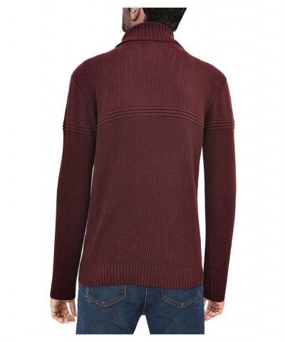 Men's Ribbed Pattern Turtleneck Sweater Red $31.90 Sweaters