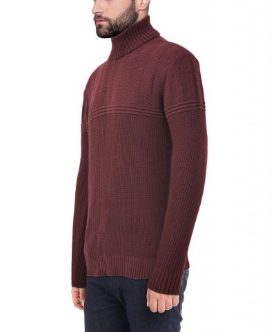 Men's Ribbed Pattern Turtleneck Sweater Red $31.90 Sweaters