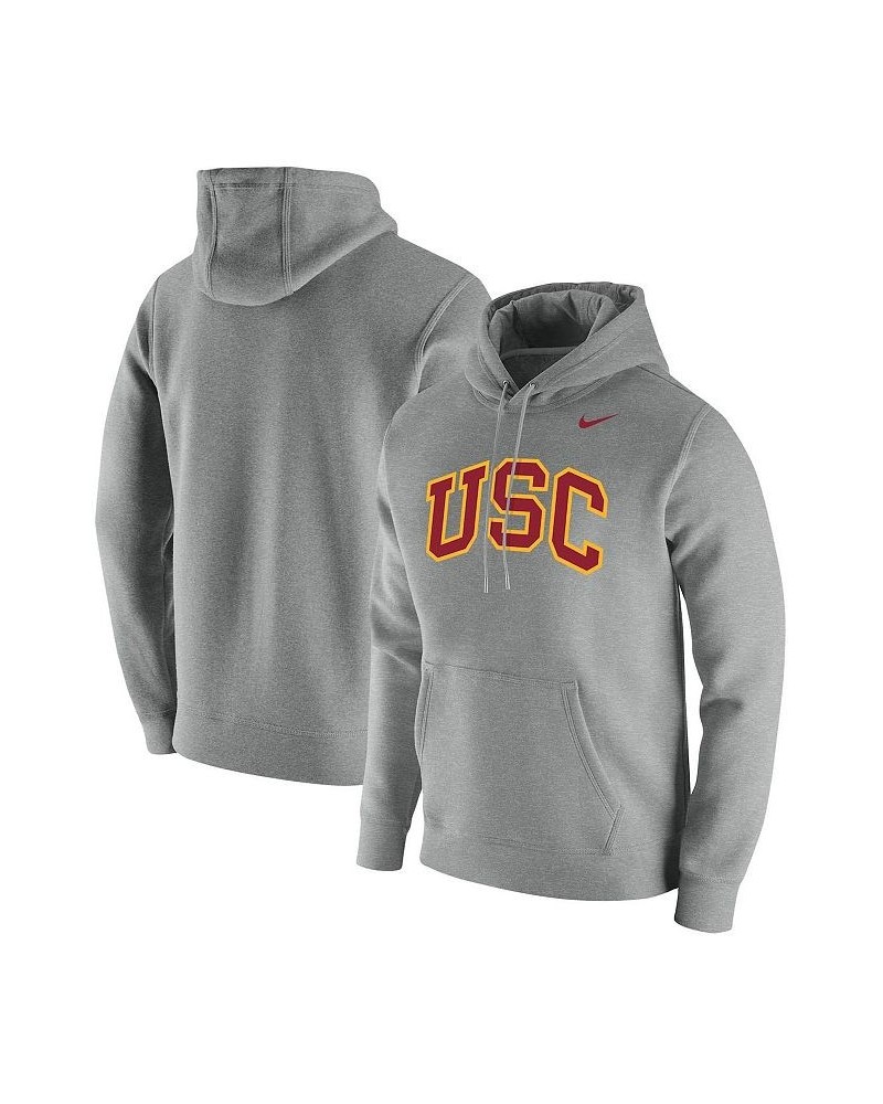 Men's Heathered Gray Usc Trojans Vintage-Like School Logo Pullover Hoodie $39.95 Sweatshirt