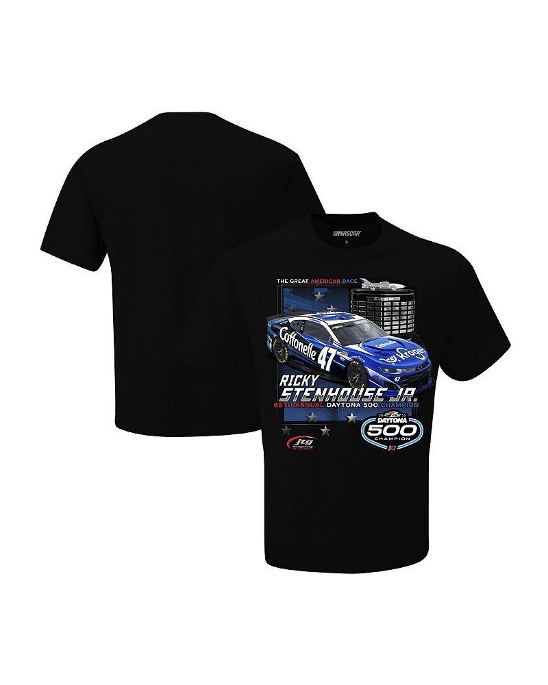 Men's Black Ricky Stenhouse Jr. 2023 Daytona 500 Champion T-shirt $17.50 T-Shirts