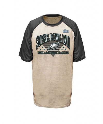 Men's Branded Oatmeal, Heather Charcoal Philadelphia Eagles Super Bowl LVII Triangle Strategy Raglan Big and Tall T-shirt $23...