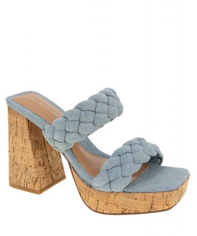 Women's Gemma Braided Platform Sandal Blue $52.36 Shoes