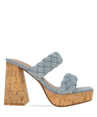 Women's Gemma Braided Platform Sandal Blue $52.36 Shoes