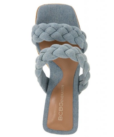 Women's Gemma Braided Platform Sandal Blue $52.36 Shoes