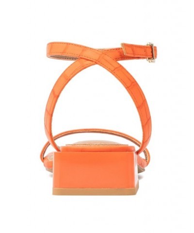 Women's April Flat Sandal Orange $28.28 Shoes