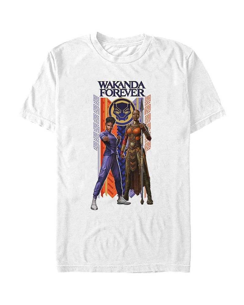 Men's Wakanda Forever Duo Banner Short Sleeve T-shirt White $14.70 T-Shirts